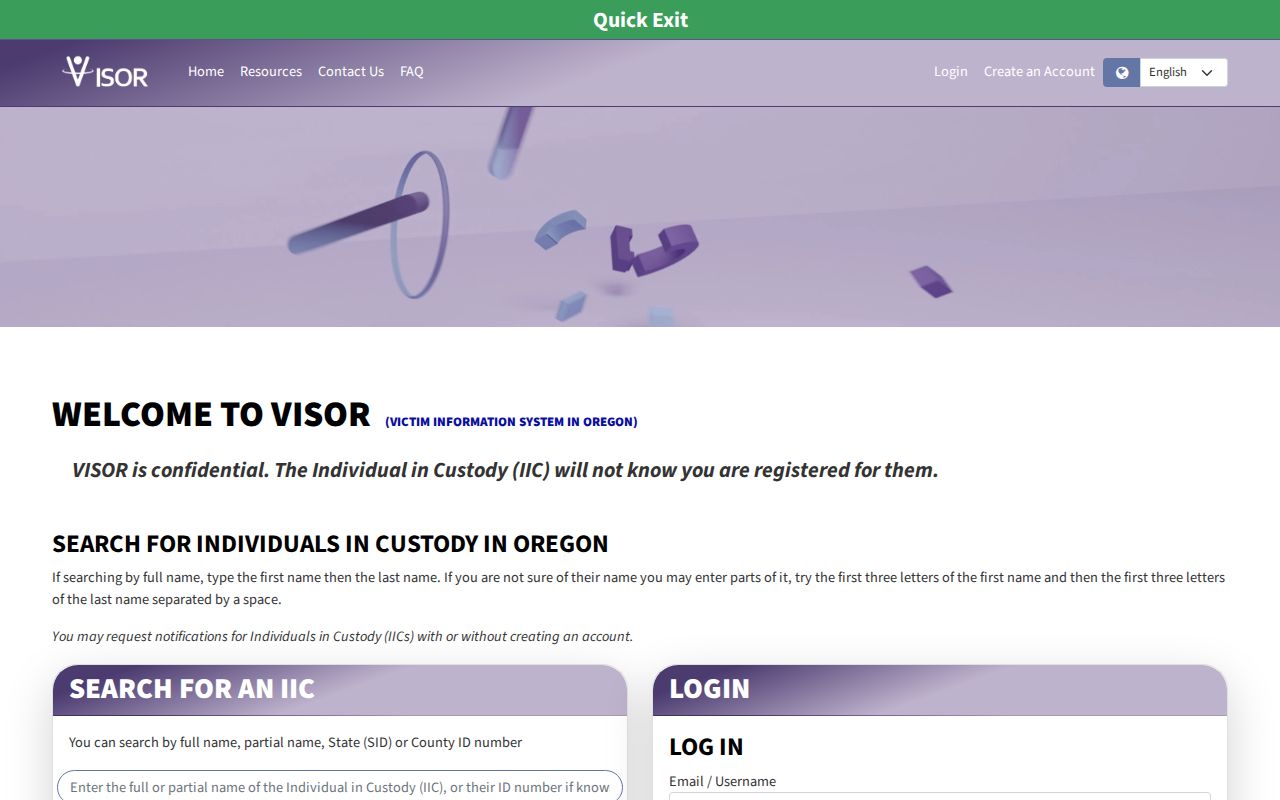 Sherman County VINELink inmate search replacement on Oregon VISOR