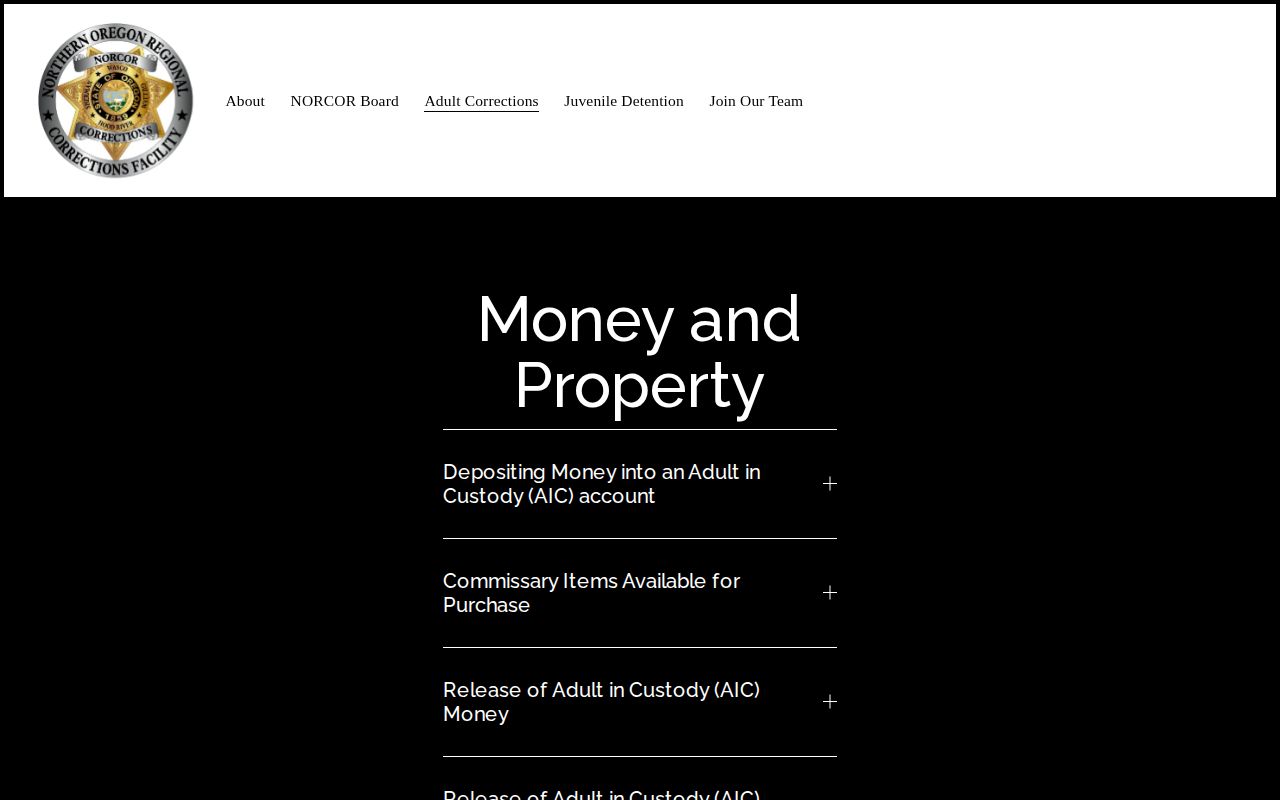 NORCOR property procedures for a Sherman County release